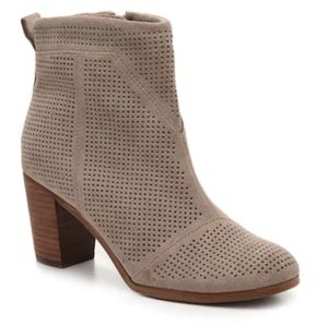 Toms Lunata Bootie, size 6.5. EUC, Tan Suede with rubber sole, worn twice.